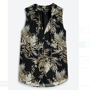 41 Hawthorn Amanda Sleeveless Split Neck Ruffle Detail Blouse Sz LP New With Tag